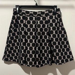 Black and cream boutique pleated high waisted a-line skirt